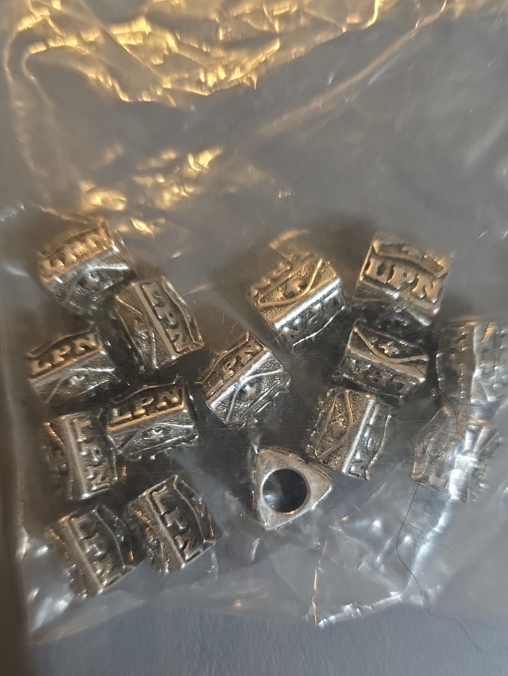 Silver-Tone Decorative LPN- Pack of Decorative Metal Spacer Beads 15 total